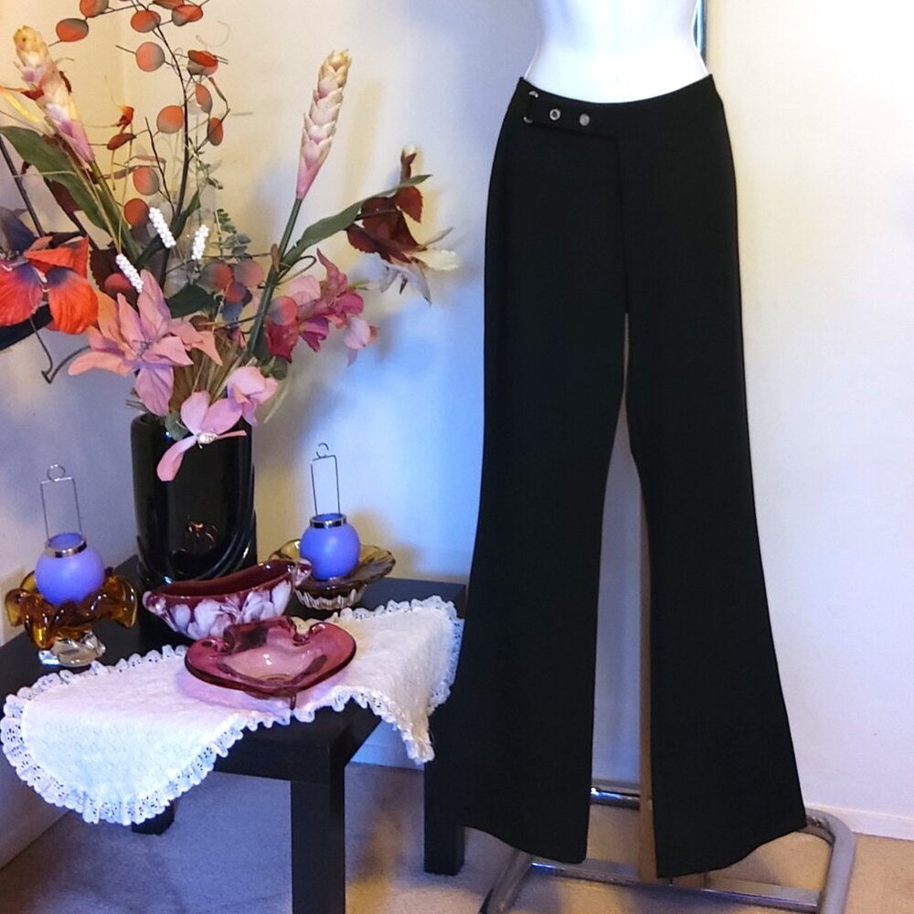 NWT Women's Classic Fit Pants Straight Leg Black Trousers Wide Leg Slacks 14